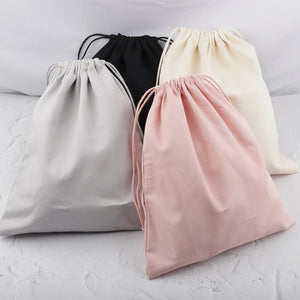 Cotton Canvas Inner Bags Drawstring Pouch Pink Gray Beige