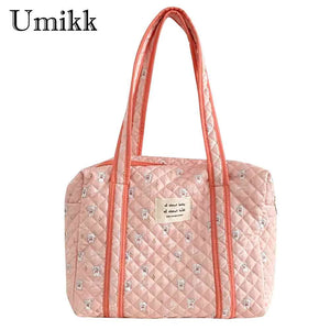 Cotton Carry On Bag Large Capacity Cartoon Printed Multifunction Zipper