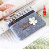 Floral Plaid Women's Short Wallet Handbag Coin Purse Card Pouch Bag