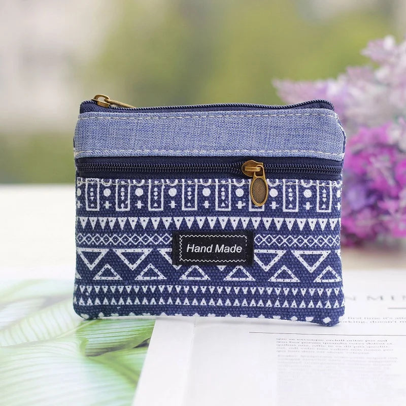 Floral Plaid Women's Short Wallet Handbag Coin Purse Card Pouch Bag