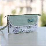 Floral Printing Organizer Wallet Women Flower Bow Small Money Clutch Bag