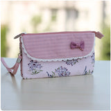 Floral Printing Organizer Wallet Women Flower Bow Small Money Clutch Bag