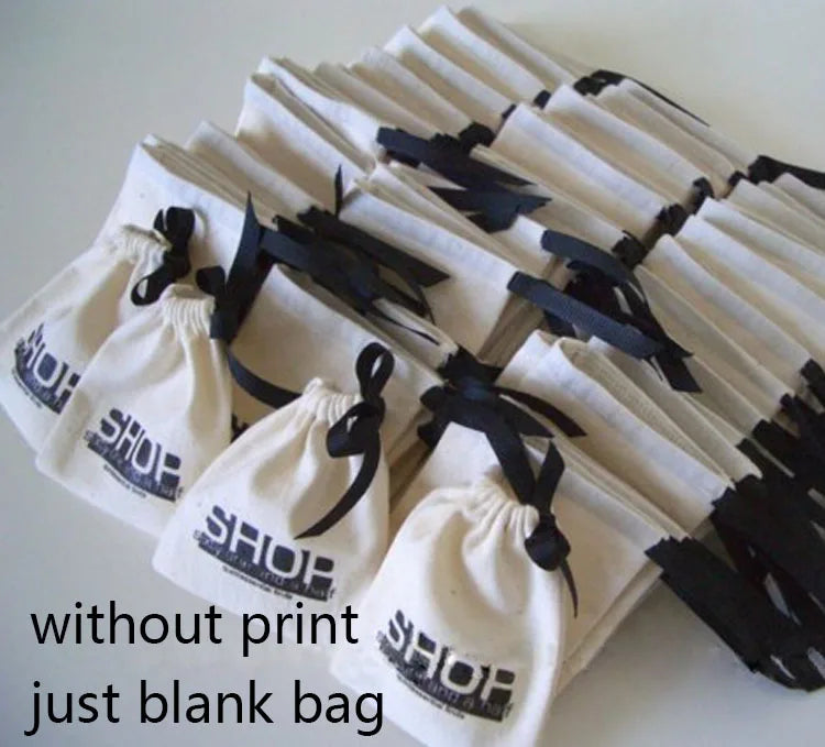 Cotton Gift Bags Drawstring Pouch Packaging Natural Cotton Bag Logo Print