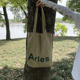 Cotton Green Letter Canvas Handbag One Shoulder Bag
