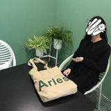 Cotton Green Letter Canvas Handbag One Shoulder Bag