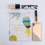 Fruit Print Cotton Linen Pouch Drawstring Bag Kids Travel Storage Makeup Case