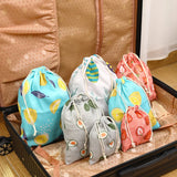 Fruit Print Cotton Linen Pouch Drawstring Bag Kids Travel Storage Makeup Case