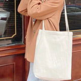 Cotton Linen Shoulder Straps Canvas Tote Bag Lightweight Shopping Messenger