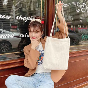 Cotton Linen Shoulder Straps Canvas Tote Bag Lightweight Shopping Messenger