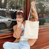 Cotton Linen Shoulder Straps Canvas Tote Bag Lightweight Shopping Messenger