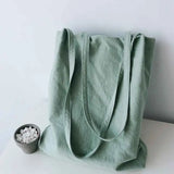 Cotton Linen Shoulder Straps Canvas Tote Bag Lightweight Shopping Messenger