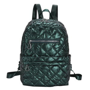 Cotton Padded Backpack Waterproof Rhombic Lattice Bags For Women