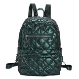 Cotton Padded Backpack Waterproof Rhombic Lattice Bags For Women