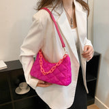 Women's Cotton Padded Shoulder Bag Chain Ladies Commuters Bag