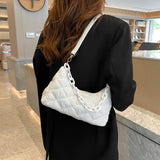 Women's Cotton Padded Shoulder Bag Chain Ladies Commuters Bag