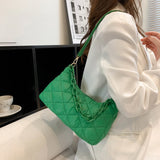 Women's Cotton Padded Shoulder Bag Chain Ladies Commuters Bag