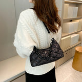 Women's Cotton Padded Shoulder Bag Chain Ladies Commuters Bag