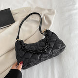 Women's Cotton Padded Shoulder Bag Chain Ladies Commuters Bag
