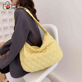 Cotton Padded Women Handbags Rhombus Pattern Tote Large Capacity Armpit Bag