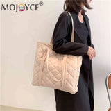 Cotton Padded Women Tote Bag Large Capacity Nylon Shoulder Handbags
