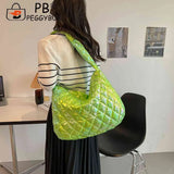 Women Tote Bag Large-capacity Handbags Laser Multicolor Rhombus Pattern