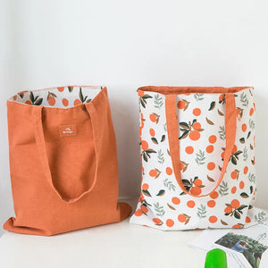 Cotton Shopper Fabric Double-sided Handbag Storage Grocery Bag