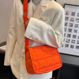 Quilted Shoulder Handbag Solid Rhombus Pattern Adjustable Strap