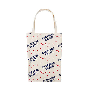 Cotton Stripe Canvas Shopping Tote Bag Zippered Small Shopping Bag