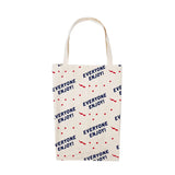 Cotton Stripe Canvas Shopping Tote Bag Zippered Small Shopping Bag