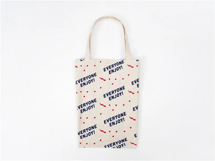 Cotton Stripe Canvas Shopping Tote Bag Zippered Small Shopping Bag