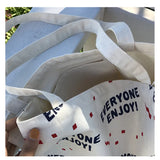 Cotton Stripe Canvas Shopping Tote Bag Zippered Small Shopping Bag