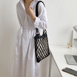 Women Handbag Ladies Net Hollow Bag Japan Style Woven Shoulder Bag