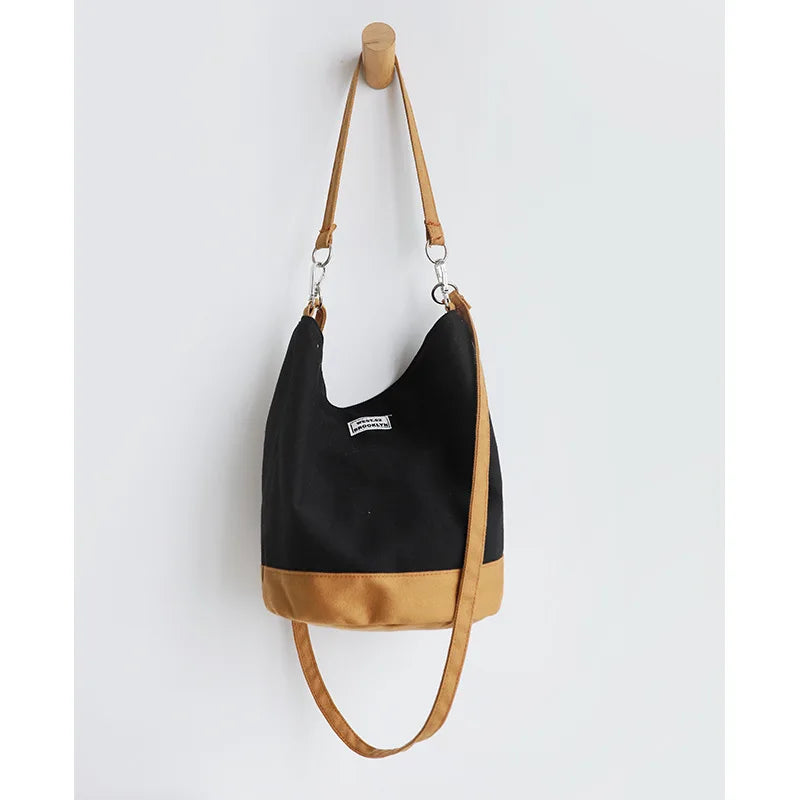 Cotton Canvas Shoulder Bag Eco Friendly Handbag Tote Print Bucket Bag B005