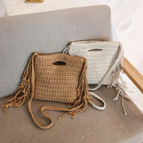Women's Crossbody Bag Fringed Straw Beach Bohemian Shoulder Purse