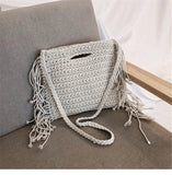 Cotton Woven Fringed Beach Straw Bag for Women