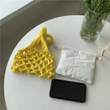Cotton Woven Women's Bag Casual Hand Bags for Female Lady's Small Bucket Bag