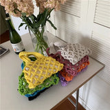 Cotton Woven Women's Bag Casual Hand Bags for Female Lady's Small Bucket Bag