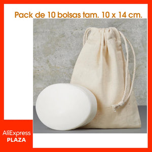 Cotton Drawstring Bags x 10 - 140 gr - 10x14 cm