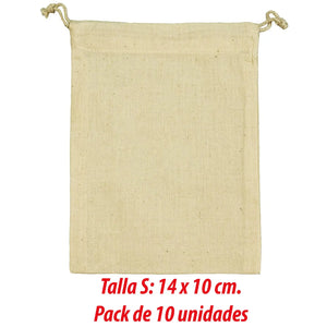 Cotton Drawstring Bags x 10 - 140 gr - 10x14 cm