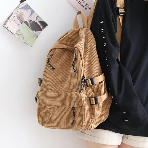 Women's Corduroy Backpack for Teens College Travel