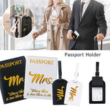 Couple Passport Folder Mr Mrs PU Travel Case