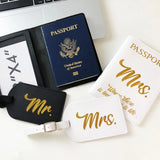 Couple Passport Folder Mr Mrs PU Travel Case