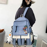 Couple's Nylon Backpack Waterproof School Bags Patchwork Rucksack
