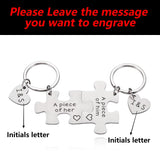 Couples Puzzle Keychains Engraved Initials Gift