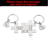 Couples Puzzle Keychains Engraved Initials Gift