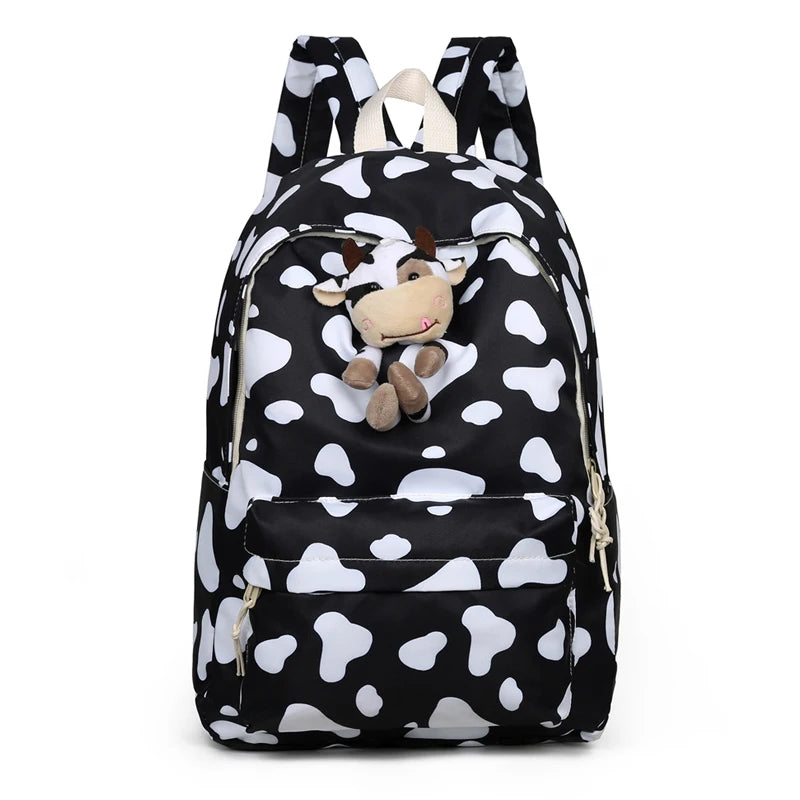 Cow Animal Prints Backpack Girls Shoulder School Book Bags