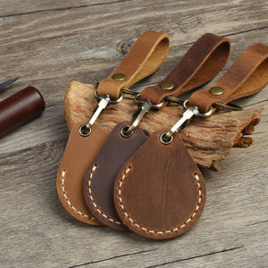 Water Shape Cow Leather Keychain Key Ring for Access Control
