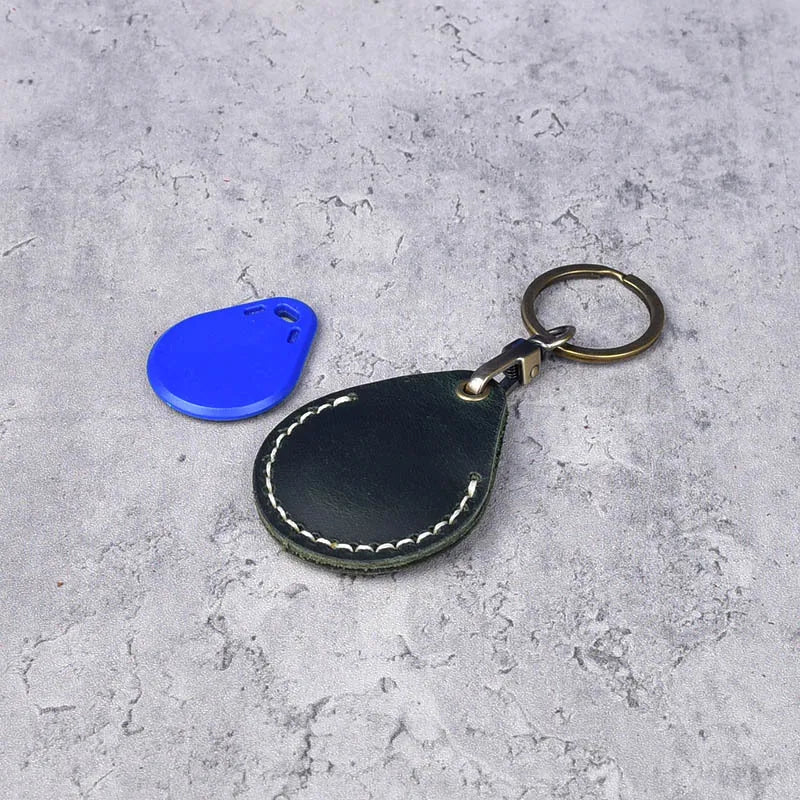 Water Shape Cow Leather Keychain Key Ring for Access Control