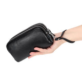 Cow Leather Three Zipper Lining Women Clutch Wallet Large Capacity Female Purse