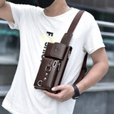 Vintage Cow Leather Waist Bag For Men Travel Fanny Pack